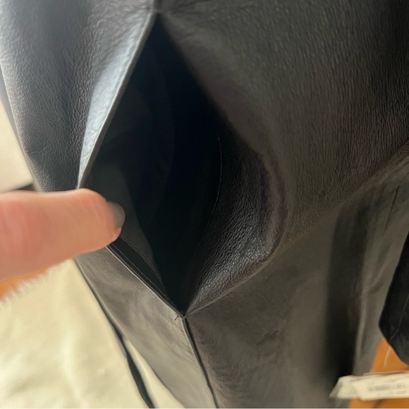 NWT Black Leather Trench Coat - Picture 8 of 16